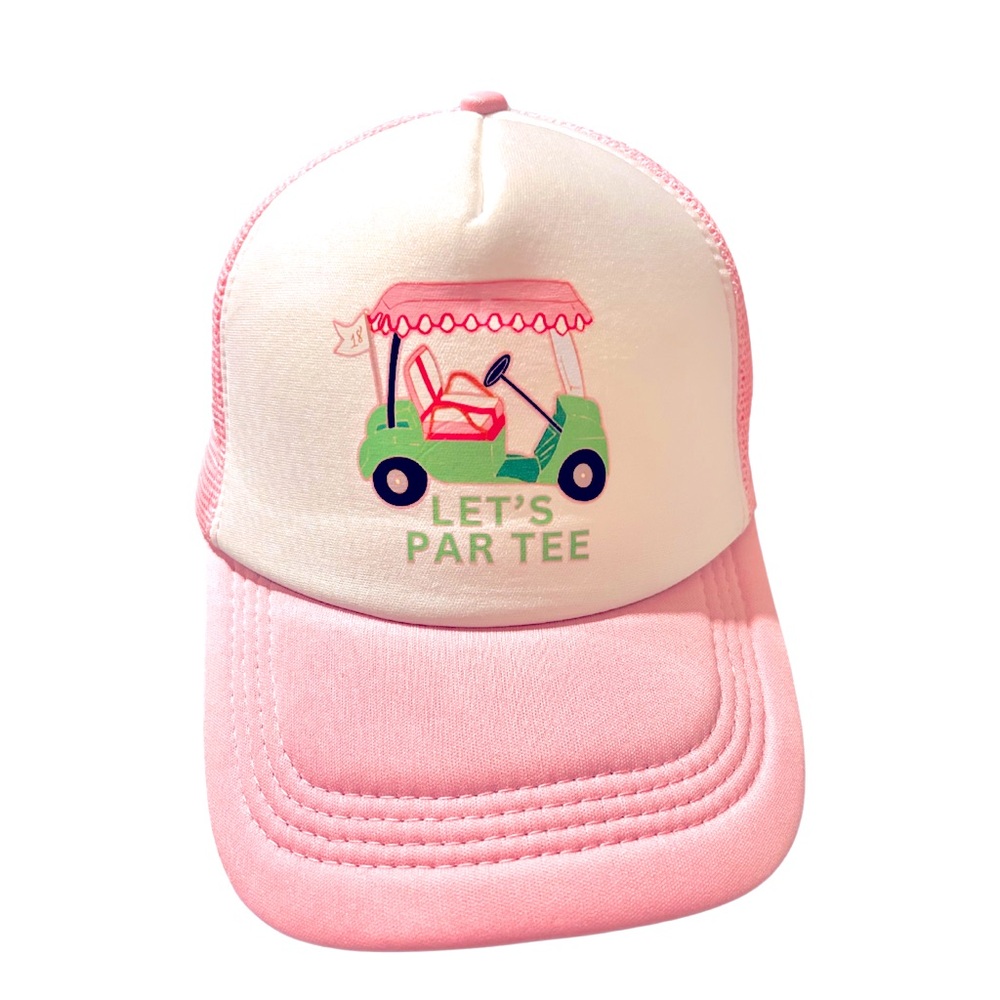 Kids Pink and White Golf Cart Cap